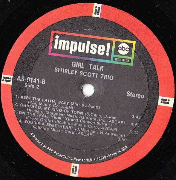 Shirley Scott Trio - Girl Talk  - VG+ LP Record 1967 Impulse! USA Original Vinyl - Hard Bop / Soul-Jazz
