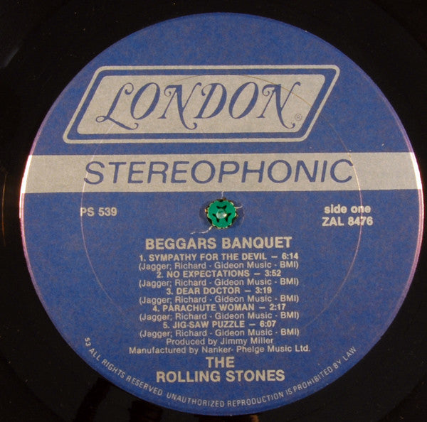 The Rolling Stones - Beggars Banquet (1968) - VG+ LP Record 1973 London USA Vinyl & Matching Inner Sleeve - Rock & Roll / Blues Rock - Shuga Records