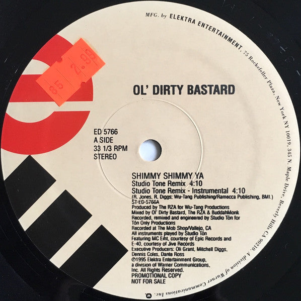 Ol Dirty Bastard - Shimmy Shimmy Ya (Remix) - VG+ 12" Single Record 1995 Elektra USA Promo Vinyl - Hip Hop - Shuga Records