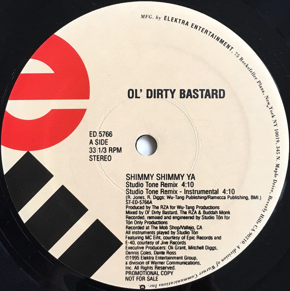 Ol Dirty Bastard - Shimmy Shimmy Ya (Remix) - VG+ 12" Single Record 1995 Elektra USA Promo Vinyl - Hip Hop - Shuga Records