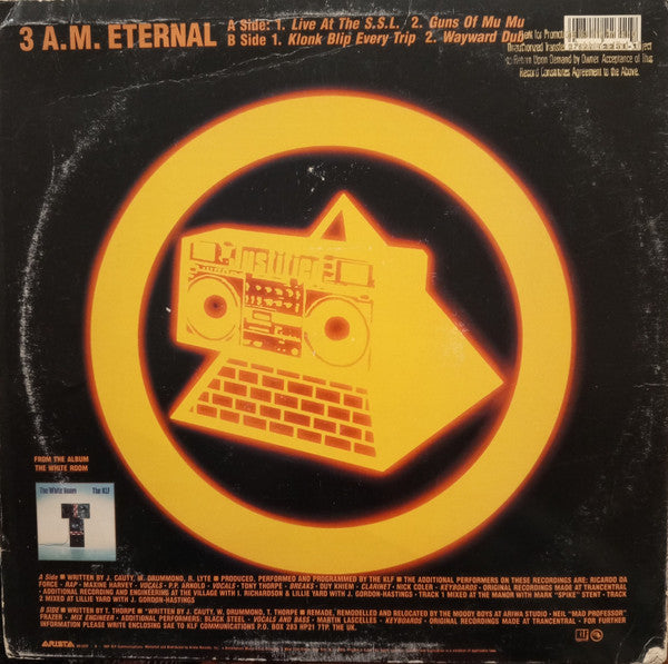 The KLF - 3 A.M. Eternal (Live At The S.S.L.) - Mint- 12" Single Record 1991 Arista USA Promo Vinyl - House / Hip Hop / Dub - Shuga Records