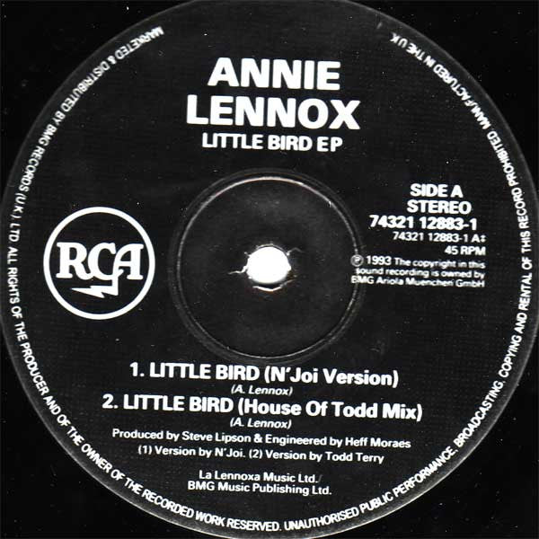 Annie Lennox (Todd Terry/Utah Saints/N'Joi Mixes) Little Bird EP - Mint- 12" EP Record 1993 RCA UK Vinyl - Garage House / Progressive House - Shuga Records