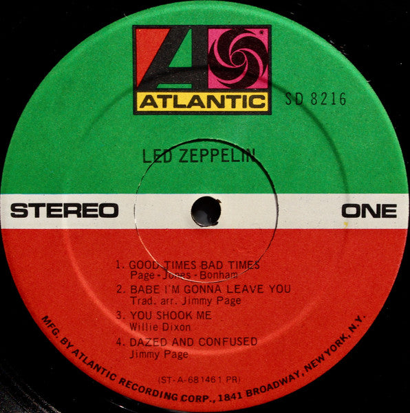 Led Zeppelin - Led Zeppelin (1969) - Mint- (Near Mint-) LP Record Atlantic 1972 USA PR Presswell George Piros AT/GP Cut Vinyl - Classic Rock / Blues Rock - Shuga Records
