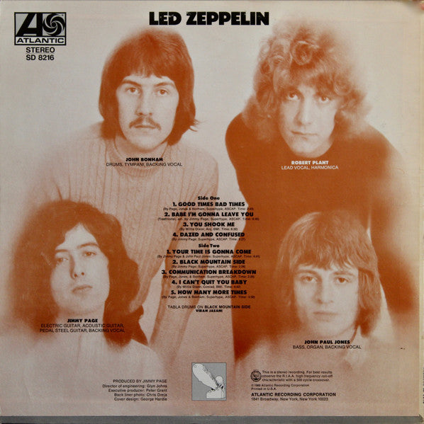 Led Zeppelin - Led Zeppelin (1969) - Mint- (Near Mint-) LP Record Atlantic 1972 USA PR Presswell George Piros AT/GP Cut Vinyl - Classic Rock / Blues Rock - Shuga Records