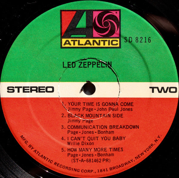 Led Zeppelin - Led Zeppelin (1969) - Mint- (Near Mint-) LP Record Atlantic 1972 USA PR Presswell George Piros AT/GP Cut Vinyl - Classic Rock / Blues Rock - Shuga Records