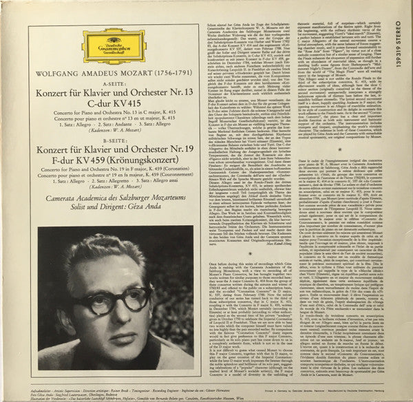 Géza Anda / Camerata Academica Des Salzburger Mozarteums - Mozart Klavierkonzerte - Mint- LP Record 1967 Deutsche Grammophon Germany Original Stereo Tulip Label - Classical - Shuga Records
