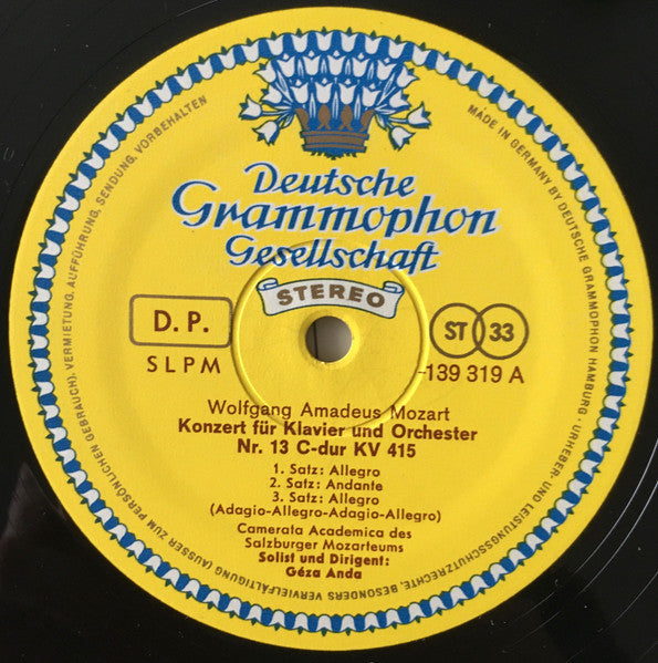Géza Anda / Camerata Academica Des Salzburger Mozarteums - Mozart Klavierkonzerte - Mint- LP Record 1967 Deutsche Grammophon Germany Original Stereo Tulip Label - Classical - Shuga Records