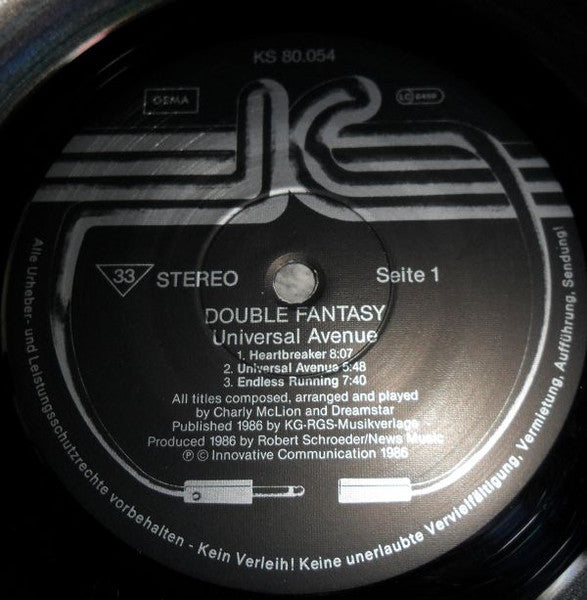 Double Fantasy - Universal Ave. - VG+ LP Record 1986 Innovative Communication Germany Vinyl - Electronic / Berlin-School - Shuga Records