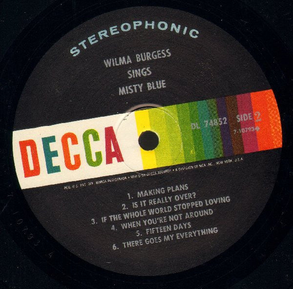 Wilma Burgess - Sings Misty Blue - VG+ LP Record 1967 USA Original Vinyl - Country - Shuga Records