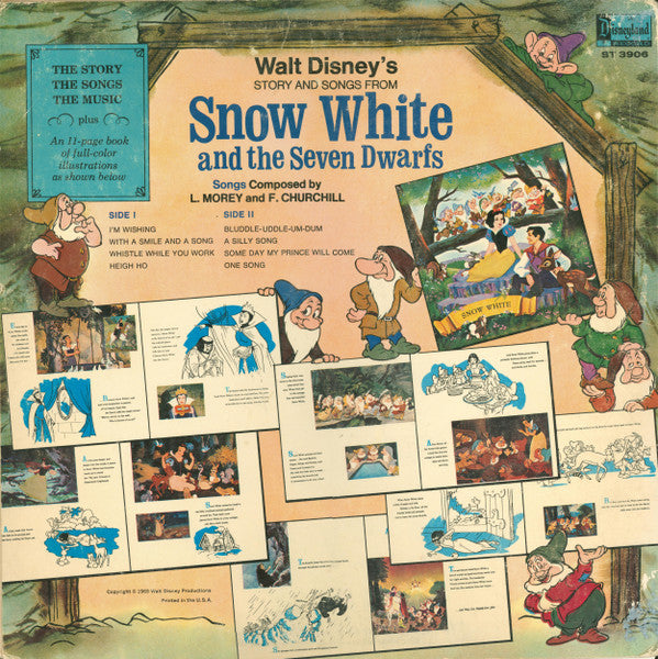 Ginny Tyler - Walt Disney Story And Songs From Snow White And The Seven Dwarfs (1962) - VG+ LP Record 1973 Disneyland USA Vinyl & Book - Children's / Story - Shuga Records