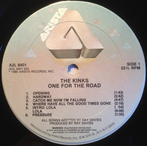 The Kinks - One For The Road - VG 2 LP Record 1980 Arista USA Original Vinyl - Pop Rock / Garage Rock - Shuga Records