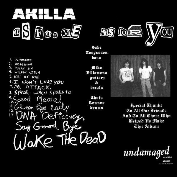 Akilla - The Cursed - VG+ LP Record 1989 Undamaged USA Vinyl & 2 Inserts - Thrash / Speed Metal - Shuga Records
