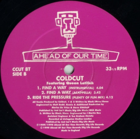 Coldcut Featuring Queen Latifah - Find A Way - Mint- 12" Single Record 1990 Big Life Ahead Of Our Time UK Vinyl - House / Breaks - Shuga Records