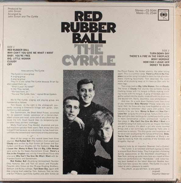 The Cyrkle - Red Rubber Ball - VG+ LP Record 1966 Columbia USA Mono Vinyl - Pop Rock / Psychedelic Rock - Shuga Records