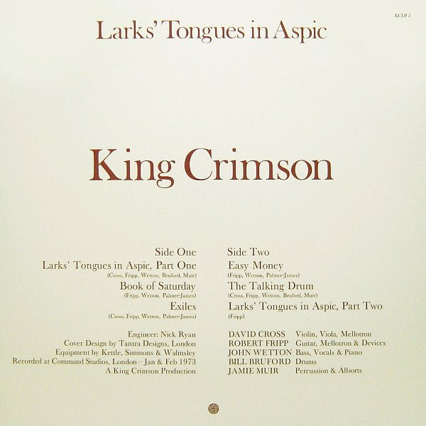 King Crimson - Larks' Tongues In Aspic (1973) - New LP Record 2013 Panegyric UK 200 gram Vinyl & Insert - Prog Rock - Shuga Records