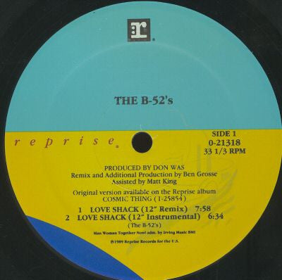 The B-52's - Love Shack - Mint- 12" Single Record 1989 Reprise USA Promo Vinyl - New Wave / Synth-pop
