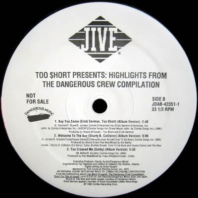 Too $hort - Highlights From The Dangerous Crew Compilation - Mint- EP Record 1995 Jive USA Promo Vinyl - Hip Hop - Shuga Records