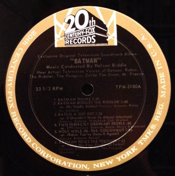 Nelson Riddle - Batman (Exclusive Original Television Album) - VG+ LP Record 1966 20th Century Fox Mono Original USA Vinyl - Soundtrack