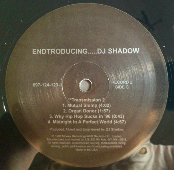 DJ Shadow - Endtroducing..... (1996) - Mint- (VG+ cover) 2 LP Record 2012 Mo Wax FFRR USA Vinyl - Hip Hop / Instrumental / Trip Hop - Shuga Records