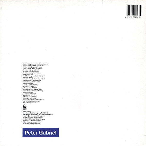 Peter Gabriel - Sledgehammer - VG+ 12" Single Record 1986 Geffen USA Original Vinyl - Pop Rock / Synth-pop - Shuga Records