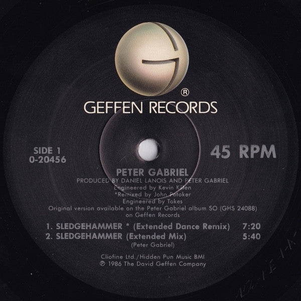 Peter Gabriel - Sledgehammer - VG+ 12" Single Record 1986 Geffen USA Original Vinyl - Pop Rock / Synth-pop - Shuga Records