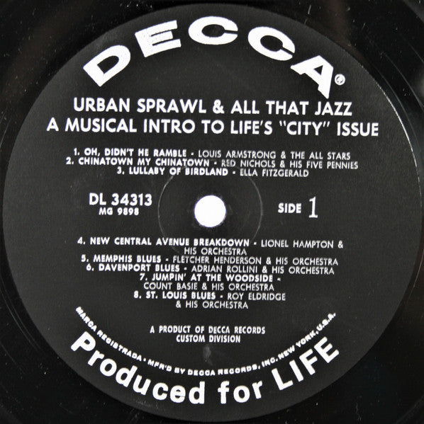 Various - Urban Sprawl & All That Jazz - VG+ LP Record 1965 Decca USA Vinyl & Insert - Jazz / Swing / Bop / Dixieland - Shuga Records