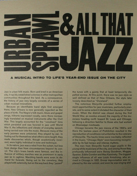Various - Urban Sprawl & All That Jazz - VG+ LP Record 1965 Decca USA Vinyl & Insert - Jazz / Swing / Bop / Dixieland - Shuga Records