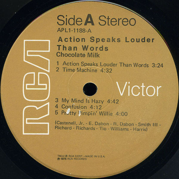 Chocolate Milk - Action Speaks Louder Than Words - VG+ (VG cover) LP Record 1975 RCA USA Original Vinyl - Soul / Bayou Funk - Shuga Records