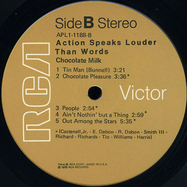 Chocolate Milk - Action Speaks Louder Than Words - VG+ (VG cover) LP Record 1975 RCA USA Original Vinyl - Soul / Bayou Funk - Shuga Records