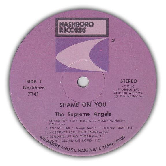 The Supreme Angels - Shame On You - VG+ LP Record 1974 Nashboro USA Original Vinyl - Gospel / Soul - Shuga Records