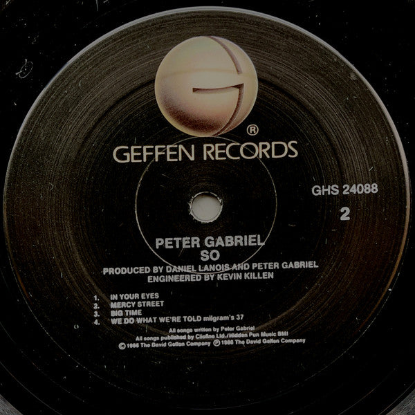 Peter Gabriel - So - VG+ LP Record 1986 Geffen USA Original Vinyl - Pop Rock / Art Rock - Shuga Records
