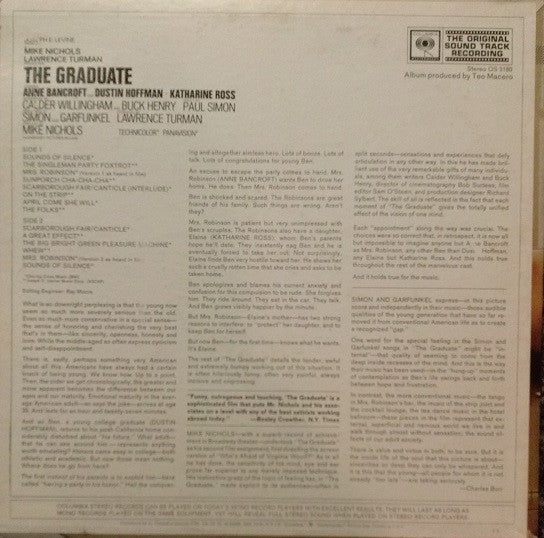 Simon & Garfunkel, Dave Grusin ‎– The Graduate (Original Sound Track Recording) - Mint- LP Record 1968 Columbia USA Original 360 Vinyl - Soundtrack - Shuga Records