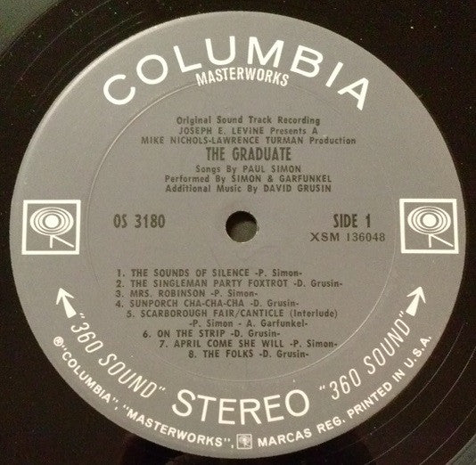 Simon & Garfunkel, Dave Grusin ‎– The Graduate (Original Sound Track Recording) - Mint- LP Record 1968 Columbia USA Original 360 Vinyl - Soundtrack - Shuga Records