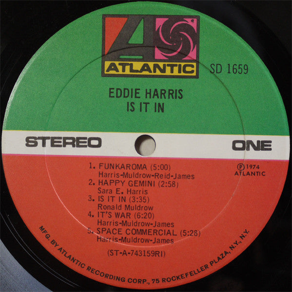 Eddie Harris - Is It In - VG+ LP Record 1974 Atlantic USA Original Vinyl - Jazz / Jazz-Funk / Soul-Jazz / Experimental - Shuga Records