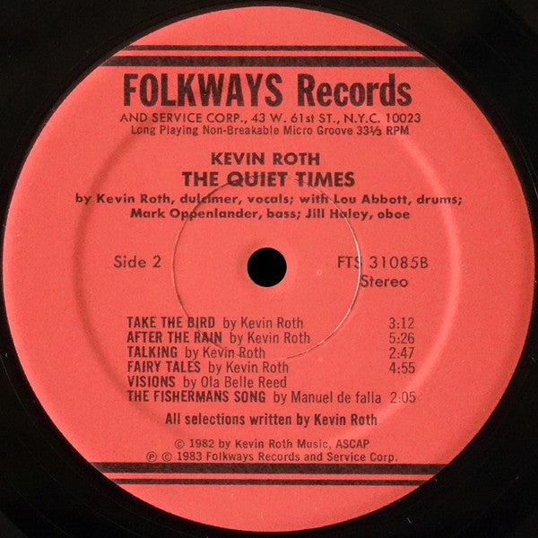 Kevin Roth – The Quiet Times - Mint- LP Record 1983 Folkways Vinyl - Folk - Shuga Records