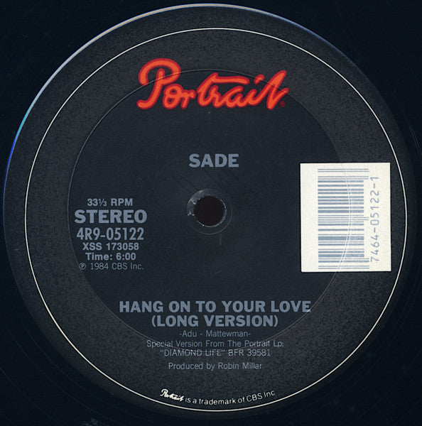 Sade - Hang On To Your Love (12" Version) - Mint- 12" Single Record 1984 Portrait USA Vinyl - Soul / Soul-Jazz / Smooth Jazz - Shuga Records