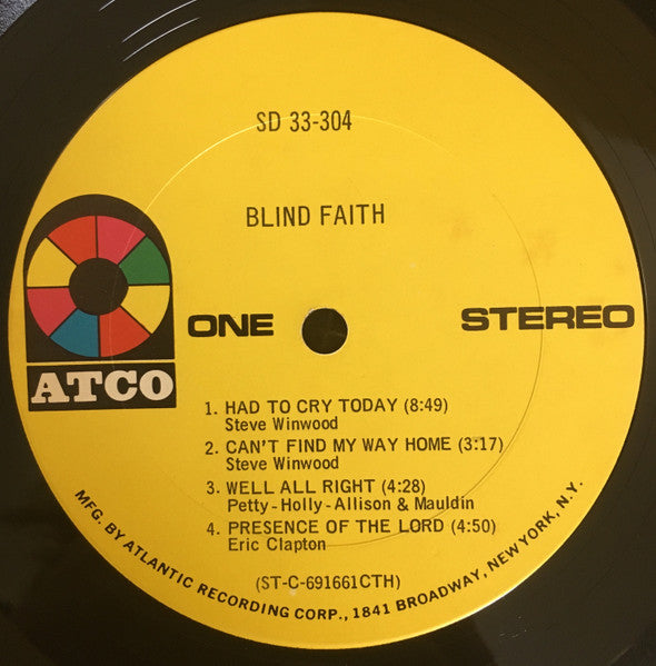 Blind Faith - Blind Faith - VG+ LP Record 1969 ATCO USA Original Vinyl (Terre Haute) - Psychedelic Rock / Blues Rock - Shuga Records
