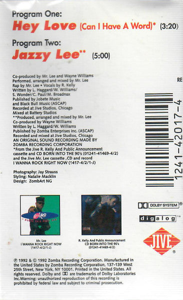 Mr. Lee Featuring R. Kelly - Hey Love (Can I Have A Word) - VG+ Cassette Single 1992 Jive USA Original Tape - R&B / New Jack Swing / Hip - Shuga Records