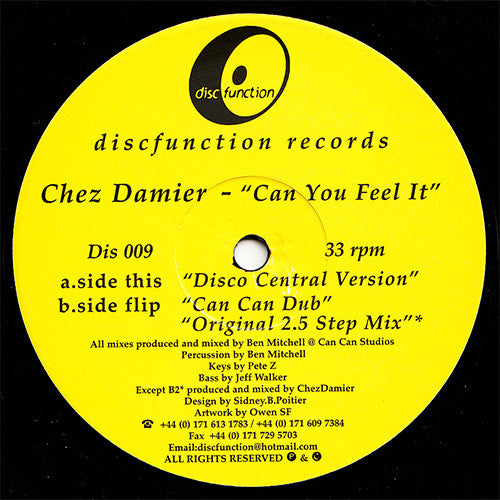 Chez Damier & Ben Mitchell – Can You Feel It (Remix) - VG+ 12" Single Record 1999 Discfunction UK Vinyl - Chicago House - Shuga Records