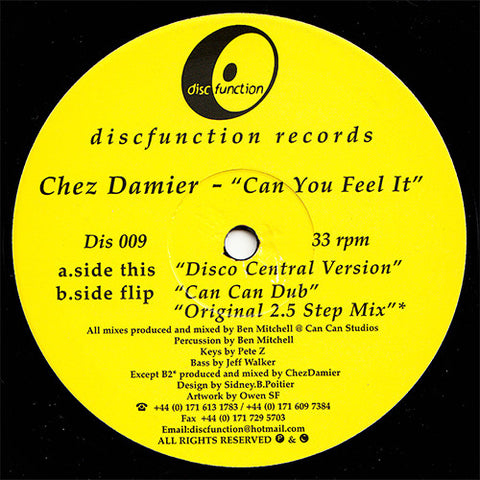 Chez Damier & Ben Mitchell – Can You Feel It (Remix) - VG+ 12" Single Record 1999 Discfunction UK Vinyl - Chicago House