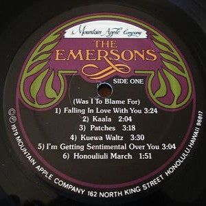 The Emersons - The Emersons - VG+ (VG- cover) LP Record 1979 Mountain Apple Company USA Vinyl - Jazz / Hawaiian / Swing - Shuga Records