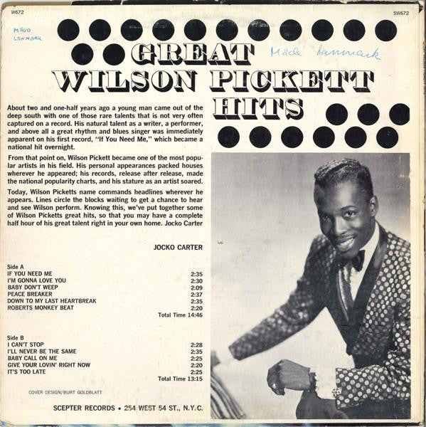 Wilson Pickett - Great Wilson Pickett Hits (1967) - VG LP Record 1967 Wand USA Vinyl - Soul / Funk - Shuga Records