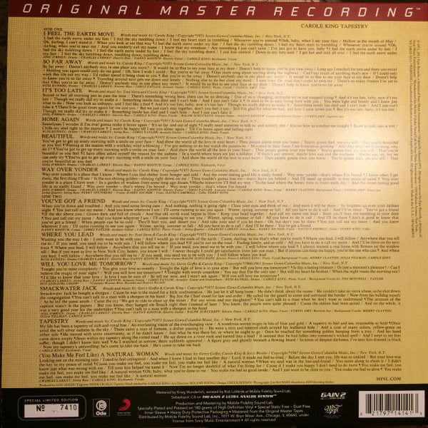 Carole King - Tapestry (1971) - New LP Record 2013 Ode MFSL Mobile Fidelity Sound Lab 180 gram Vinyl - Soft Rock / Pop Rock - Shuga Records