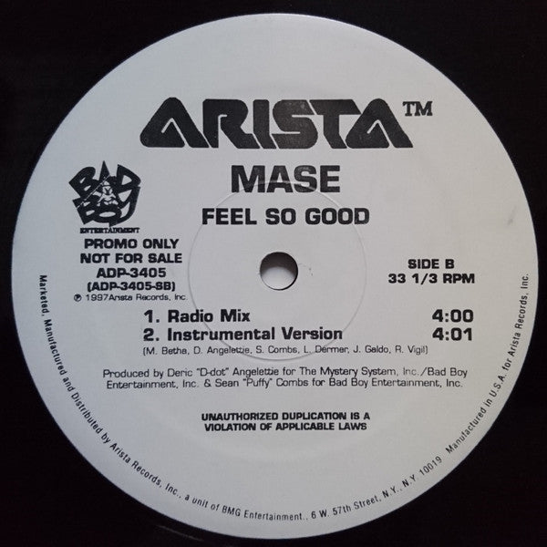 Mase - Feel So Good - VG 12" Single Record 1997 Arista USA Promo Vinyl - Hop Hip / R&B - Shuga Records