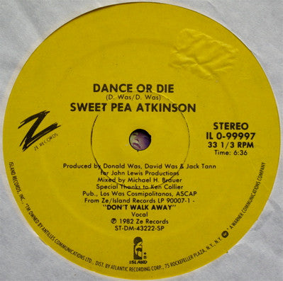 Sweet Pea Atkinson - Dance Or Die - VG+ 12" Single Record 1982 ZE USA Vinyl - Disco - Shuga Records