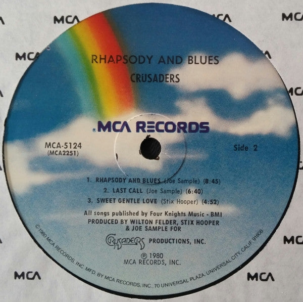 The Crusaders - Rhapsody And Blues - VG+ LP Record 1980 MCA USA Vinyl - Funk / Jazz-Funk / Smooth Jazz - Shuga Records