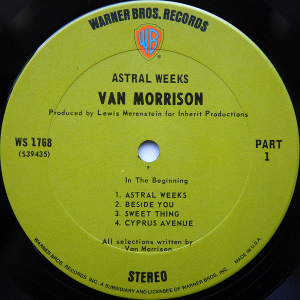 Van Morrison – Astral Weeks (1968) - VG+ LP Record 1969 Warner USA Vinyl - Psychedelic Rock / Folk Rock - Shuga Records