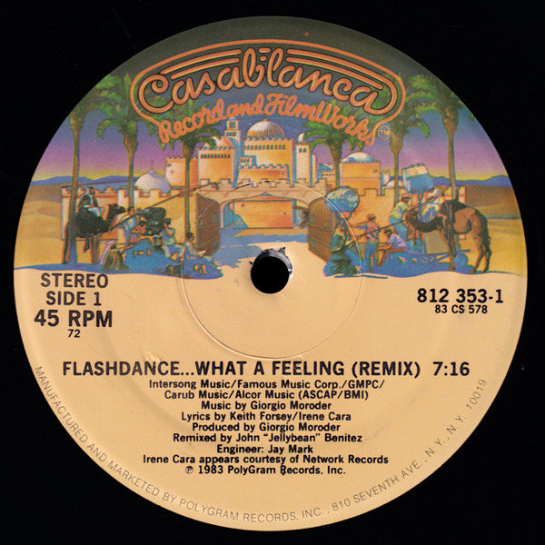 Irene Cara - Flashdance ... What A Feeling (Remix) - Mint- 12" Single Record 1983 Casablanca USA Vinyl - Synth-pop / Disco - Shuga Records