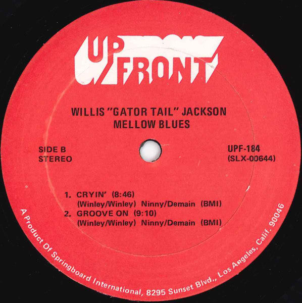 Willis 'Gator Tail' Jackson - Mellow Blues - VG+ LP Record 1970 UpFront USA Vinyl - Jazz / Soul-Jazz - Shuga Records