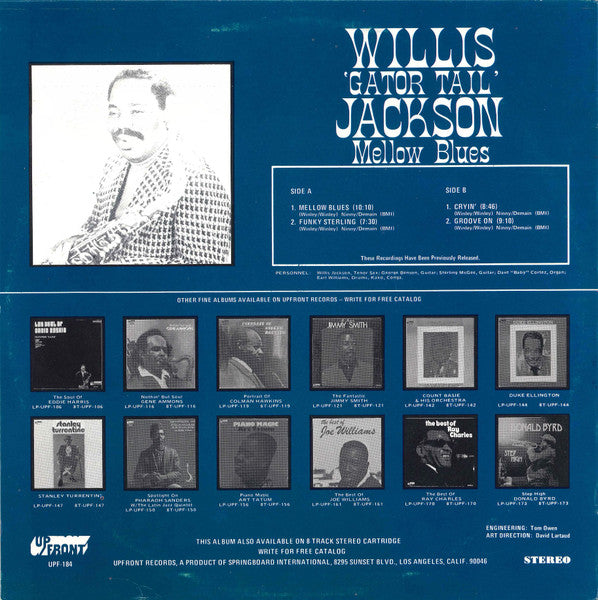 Willis 'Gator Tail' Jackson - Mellow Blues - VG+ LP Record 1970 UpFront USA Vinyl - Jazz / Soul-Jazz - Shuga Records